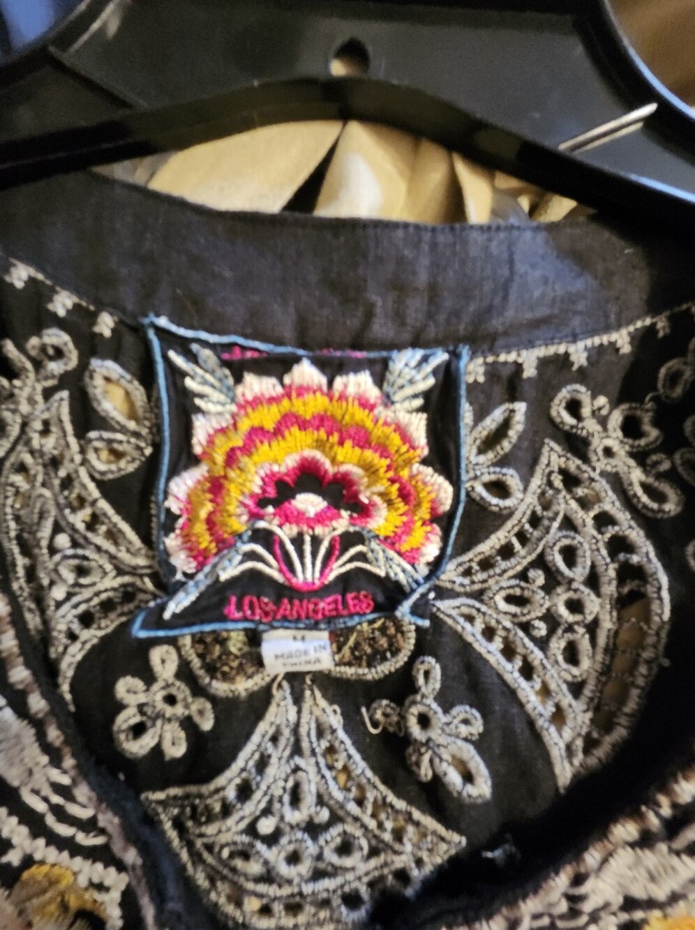 Johnny Was of Los Angeles Black Linen Embroidered Midi Dress - Picture 2 of 9